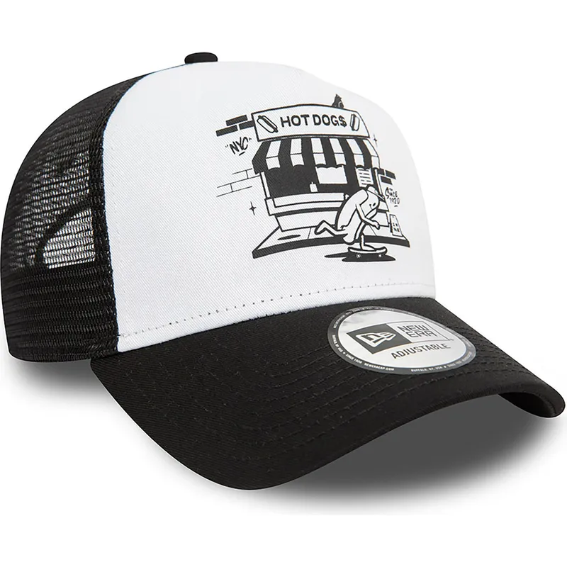 cepur-izliekta-truckeris-melns-snapback-a-frame-graphic-no-hot-dog-new-york-no-new-era