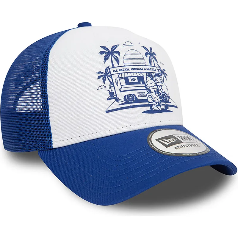 cepur-izliekta-truckeris-zils-snapback-a-frame-frame-graphic-no-ice-cream-los-angeles-no-new-era