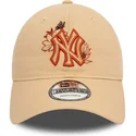 cepur-izliekta-bruns-regulejams-9twenty-floral-no-new-york-yankees-mlb-no-new-era