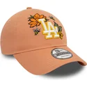 verstellbare-braune-kappe-9twenty-floral-los-angeles-dodgers-mlb-von-new-era