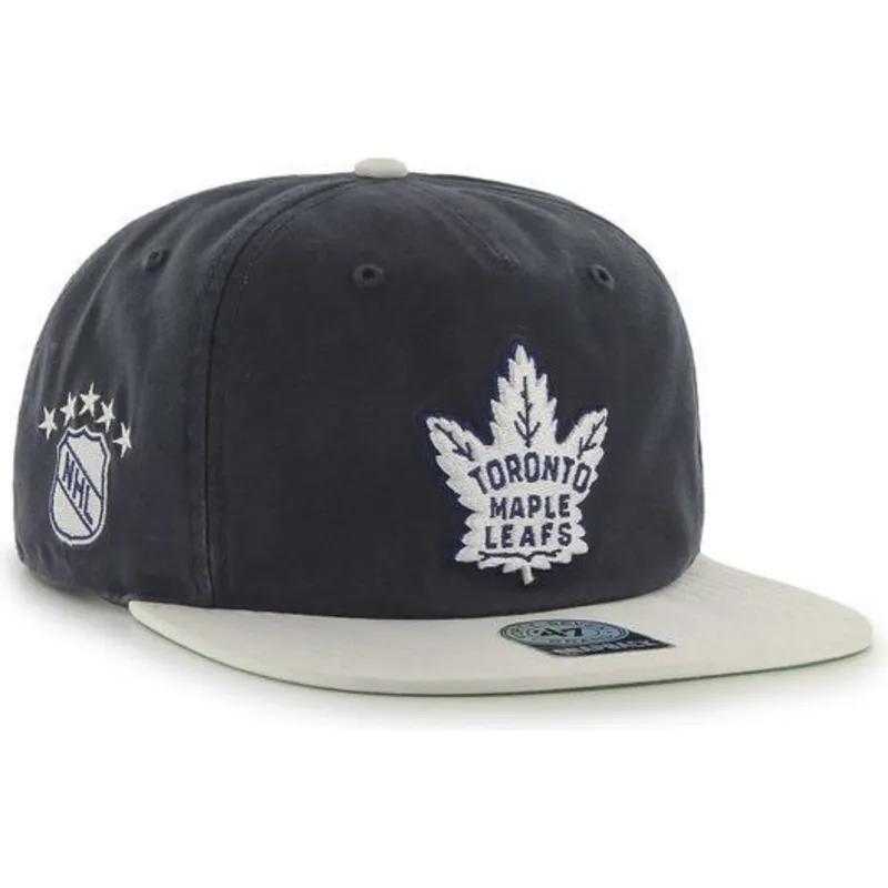 cepur-plakana-tumsi-zils-snapback-no-toronto-maple-leafs-nhl-no-47-brand