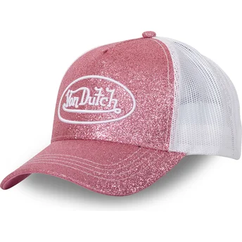 Różowo-biała czapka trucker GLITTER P od Von Dutch