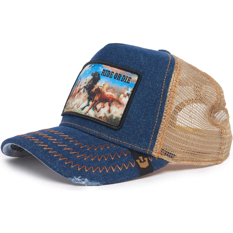 cepur-izliekta-truckeris-zils-snapback-ride-or-die-model-no-21d302d13-rodeo-the-farm-no-goorin-bros