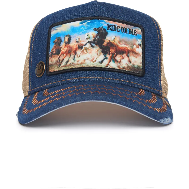 cepur-izliekta-truckeris-zils-snapback-ride-or-die-model-no-21d302d13-rodeo-the-farm-no-goorin-bros