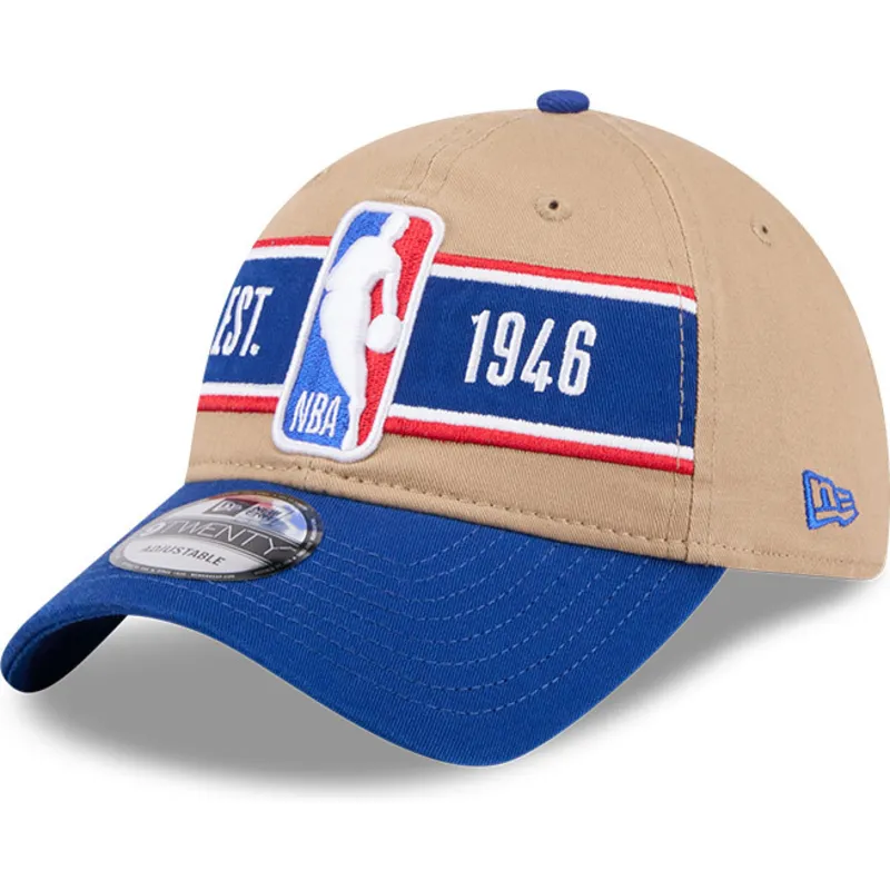 brun-och-bla-bojd-justerbar-keps-9twenty-draft-2024-fran-nba-av-new-era