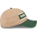 braune-und-grune-verstellbare-curved-cap-9twenty-draft-2024-der-milwaukee-bucks-nba-von-new-era