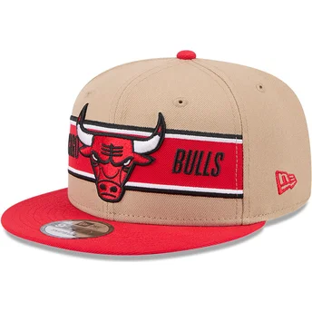 Brązowa i czerwona płaska czapka snapback 9FIFTY Draft 2024 Chicago Bulls NBA New Era