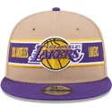 gorra-plana-marron-y-violeta-snapback-9fifty-draft-2024-de-los-angeles-lakers-nba-de-new-era