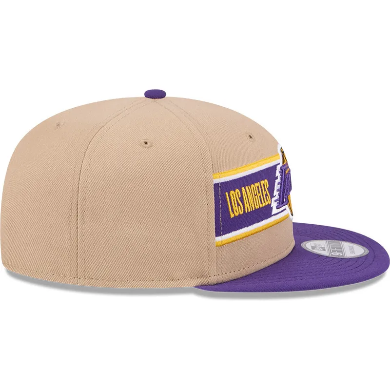 brazowa-i-fioletowa-czapka-z-daszkiem-snapback-9fifty-draft-2024-los-angeles-lakers-nba-new-era