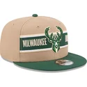 gorra-plana-marron-y-verde-snapback-9fifty-draft-2024-de-milwaukee-bucks-nba-de-new-era