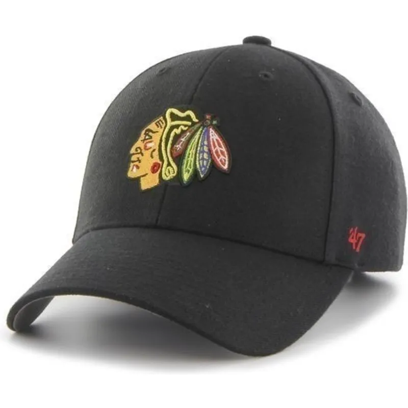 cepur-izliekta-melns-regulejams-no-chicago-blackhawks-nhl-no-47-brand