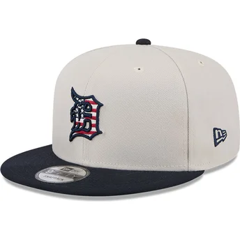 Beżowo-granatowa czapka z daszkiem snapback 9FIFTY 4th of July Detroit Tigers MLB od New Era