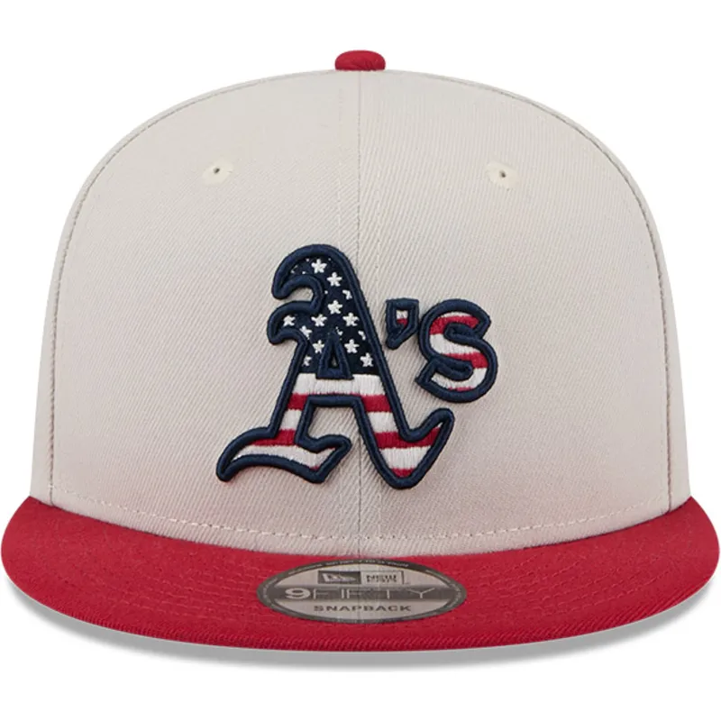beige-und-rote-flache-snapback-kappe-9fifty-4th-of-july-der-oakland-athletics-mlb-von-new-era