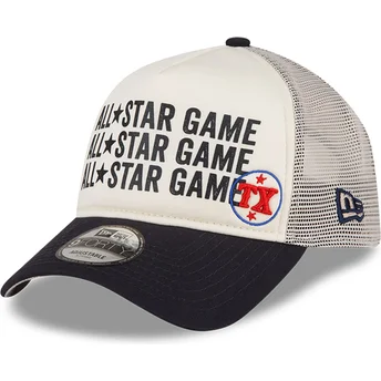 Gorra trucker beige y azul marino A Frame All Star Game de Texas Rangers MLB de New Era