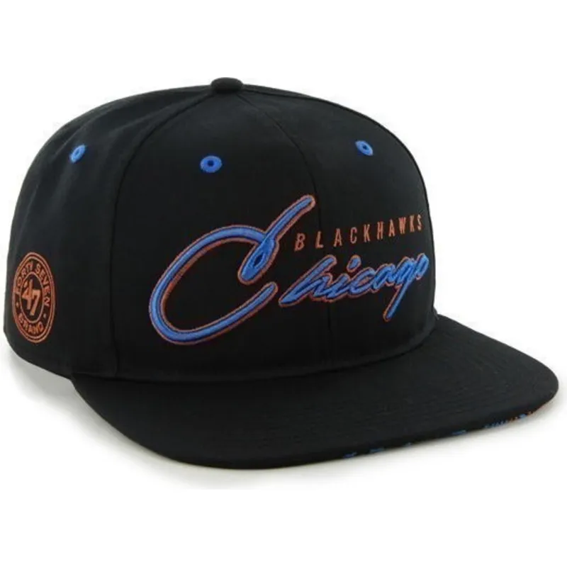 cepur-plakana-melns-snapback-letras-no-chicago-blackhawks-nhl-no-47-brand