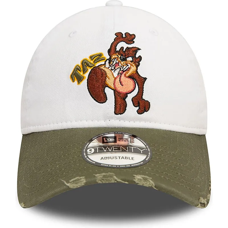 weisse-und-grune-verstellbare-curved-cap-9twenty-washed-tasmanischer-teufel-looney-tunes-von-new-era