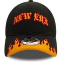 schwarze-und-orangefarbene-verstellbare-9twenty-race-flame-kappe-von-new-era