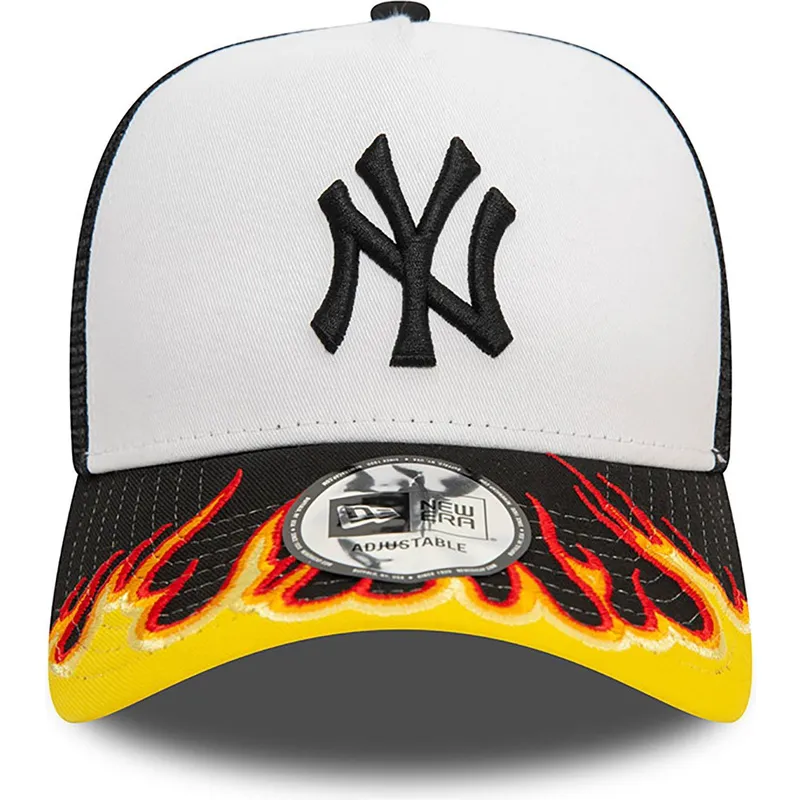 cepur-izliekta-truckeris-balts-snapback-a-frame-flame-no-new-york-yankees-mlb-no-new-era
