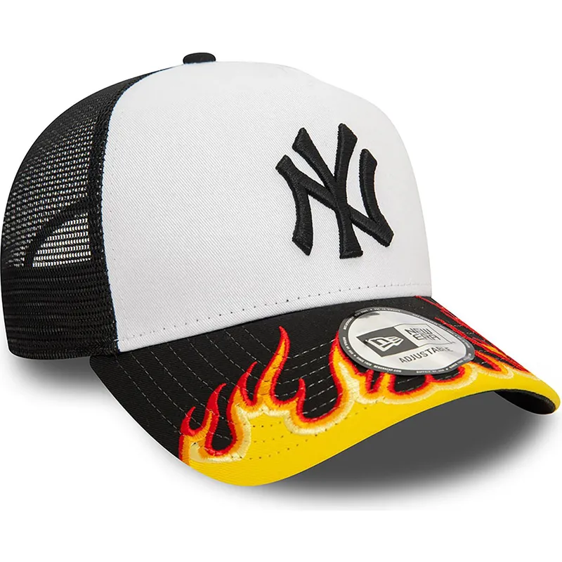 cepur-izliekta-truckeris-balts-snapback-a-frame-flame-no-new-york-yankees-mlb-no-new-era