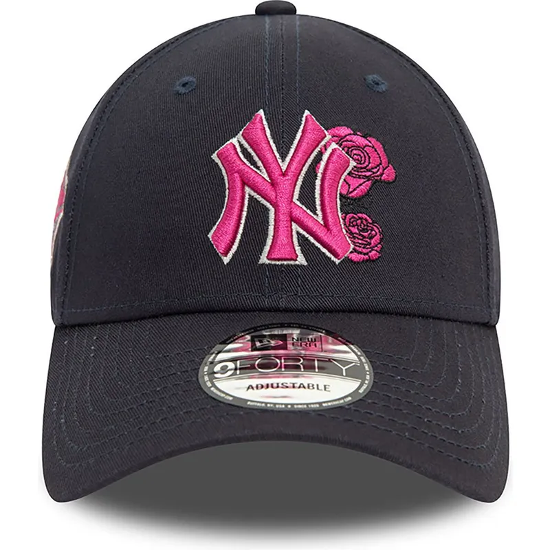 marineblaue-verstellbare-curved-cap-mit-rosa-logo-9forty-flower-icon-der-new-york-yankees-mlb-von-new-era