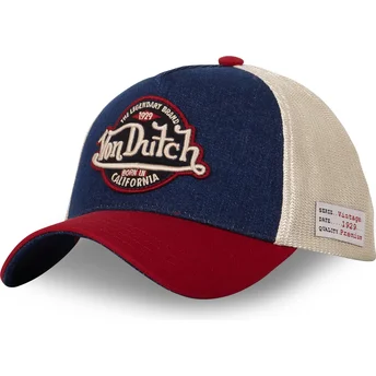 Snapback VINT05 z zakrzywionym daszkiem w kolorach niebieskim, beżowym i czerwonym od Von Dutch