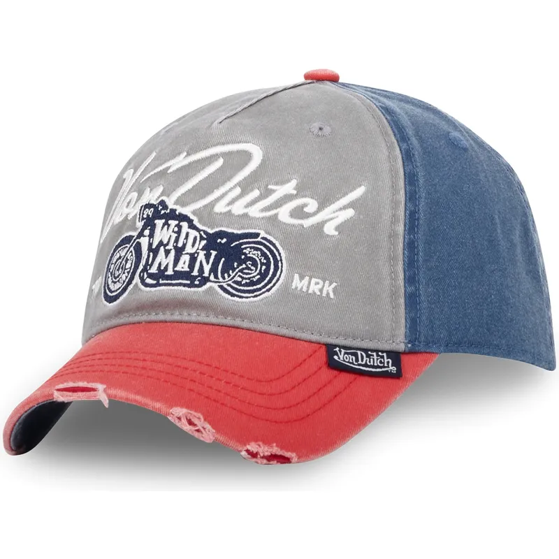 graue-blaue-und-rote-verstellbare-curved-cap-mot-von-von-dutch