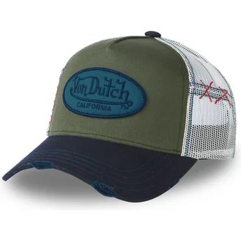 Gorra trucker verde, blanca y azul NAKA de Von Dutch