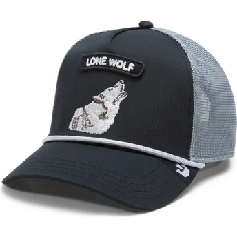 Cepur izliekta truckeris melns snapback GB2 Lone Wolf The Rocker The Farm no Goorin Bros.