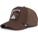 braune-snapback-kappe-mit-gebogenem-schirm-pferd-dark-horse-field-100-all-season-wool-the-farm-von-goorin-bros