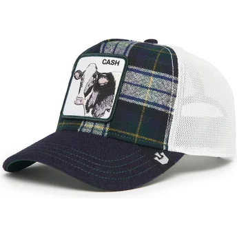 Gorra trucker azul marino y blanca vaca Cash Moon Cow UK Plaid The Farm de Goorin Bros.