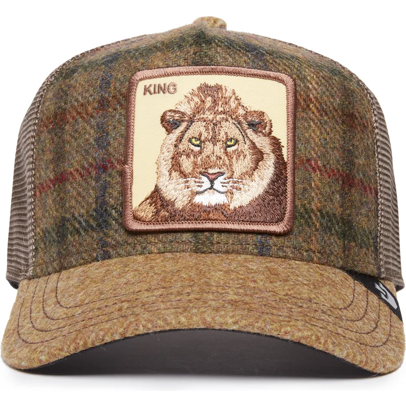 cepur-izliekta-truckeris-bruns-snapback-king-moon-lion-uk-plaid-the-farm-no-goorin-bros