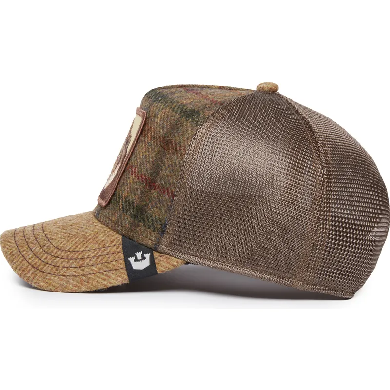 cepur-izliekta-truckeris-bruns-snapback-king-moon-lion-uk-plaid-the-farm-no-goorin-bros