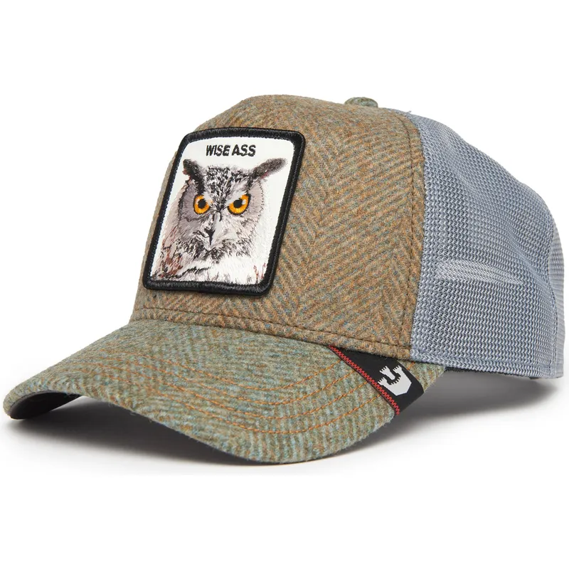cepur-izliekta-truckeris-daudzkrasains-snapback-wise-ass-moon-owl-uk-plaid-the-farm-no-goorin-bros