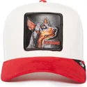 trucker-cap-weiss-und-rot-dobermann-hund-beware-the-suede-doberman-the-farm-von-goorin-bros