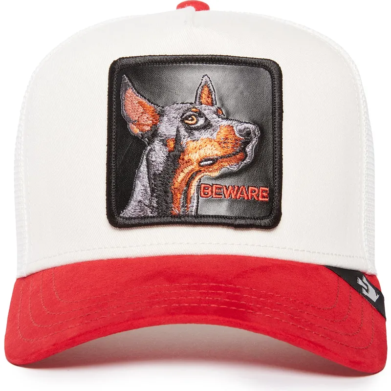 cepur-izliekta-truckeris-sarkans-snapback-beware-the-suede-doberman-the-farm-no-goorin-bros