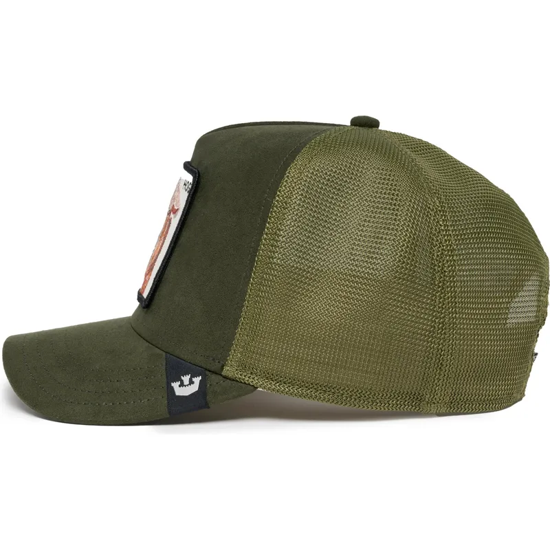 cepur-izliekta-truckeris-zals-snapback-hog-the-suede-pig-the-farm-no-goorin-bros