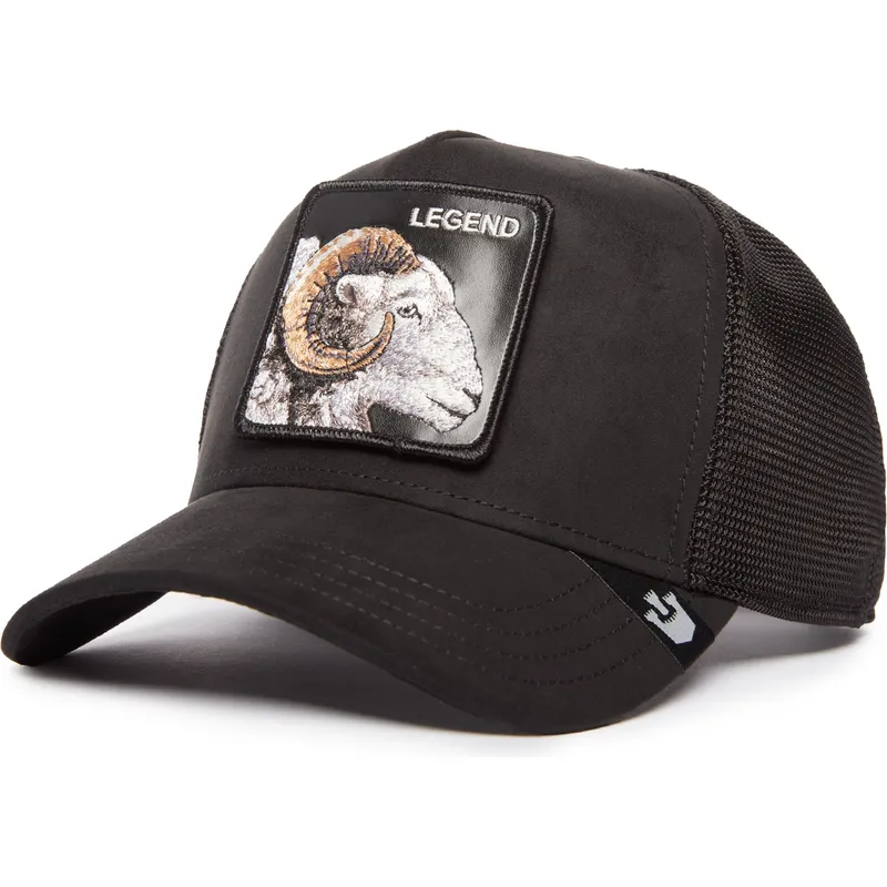cepur-izliekta-truckeris-melns-snapback-legend-the-suede-ram-blacked-out-the-farm-no-goorin-bros