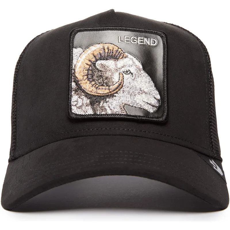 cepur-izliekta-truckeris-melns-snapback-legend-the-suede-ram-blacked-out-the-farm-no-goorin-bros