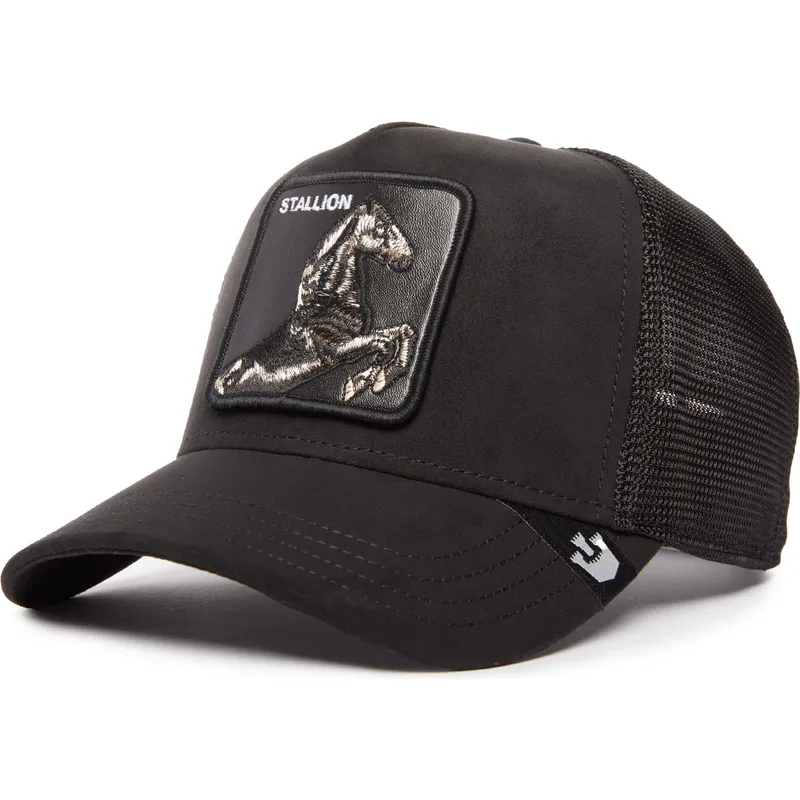 cepur-izliekta-truckeris-melns-snapback-the-suede-stallion-blacked-out-the-farm-no-goorin-bros