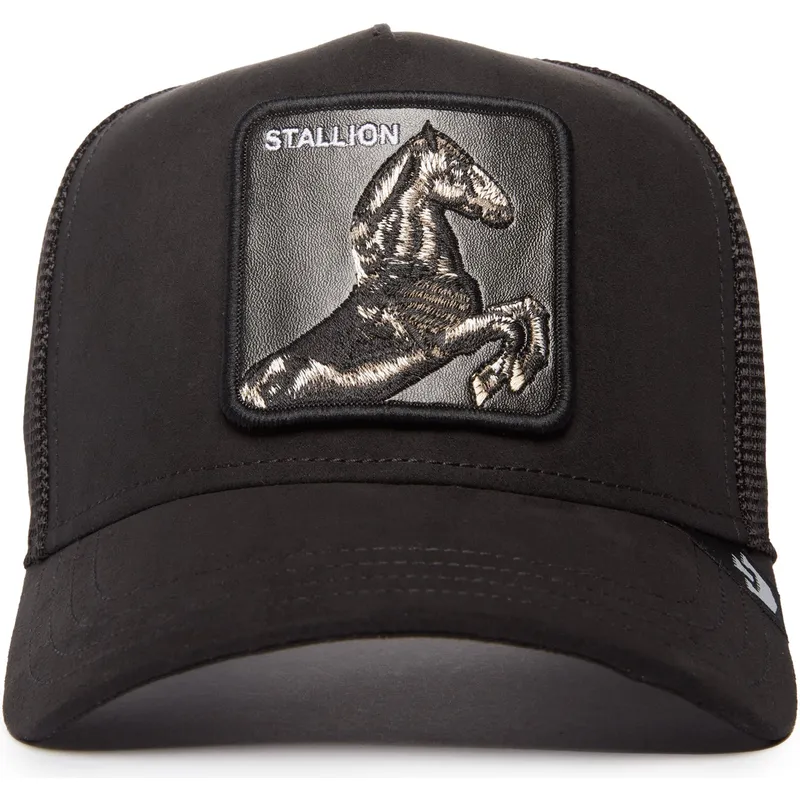 cepur-izliekta-truckeris-melns-snapback-the-suede-stallion-blacked-out-the-farm-no-goorin-bros