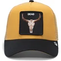 gorra-trucker-amarilla-y-negra-buey-the-dead-skull-eco-brutalism-the-farm-de-goorin-bros