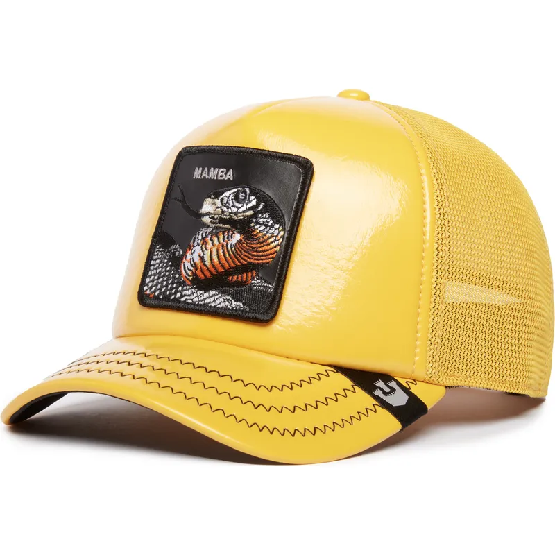 cepur-izliekta-truckeris-dzeltens-snapback-mamba-mentality-puff-patent-the-farm-no-goorin-bros