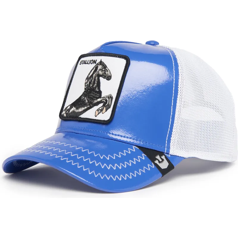cepur-izliekta-truckeris-zils-snapback-stallion-horsepower-puff-patent-the-farm-no-goorin-bros