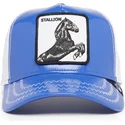 goorin-bros-the-farm-blaue-und-weisse-trucker-kappe-stallion-horsepower-puff-patent-pferd