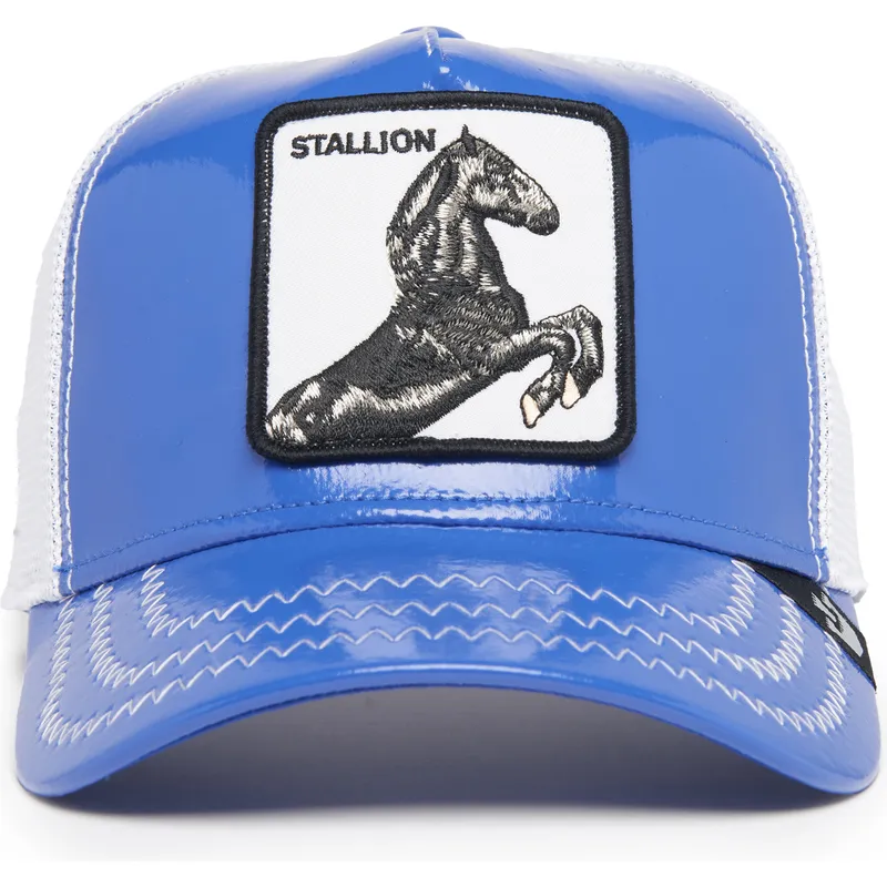 truckerkeps-bla-och-vit-hast-stallion-horsepower-puff-patent-the-farm-fran-goorin-bros