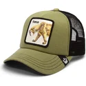 grune-und-schwarze-trucker-kappe-fur-kinder-sabelzahnkatze-fierce-cat-teefs-extinct-the-farm-von-goorin-bros