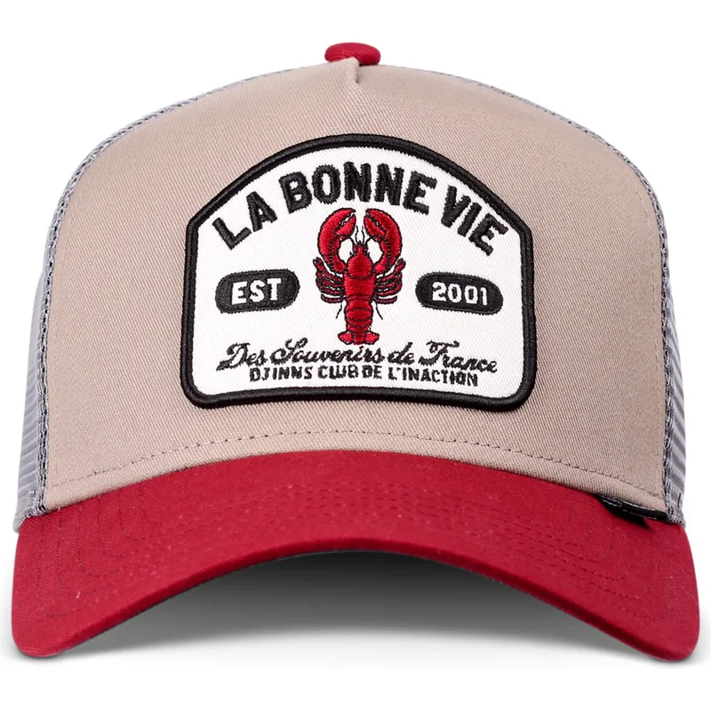czapka-trucker-bezowa-szara-i-czerwona-la-bonne-vie-hft-od-djinns