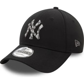 New Era New York Yankees MLB 9FORTY Seasonal Infill verstellbare schwarze Kappe mit gebogenem Schirm