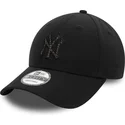 schwarze-verstellbare-curved-cap-9forty-check-infill-der-new-york-yankees-mlb-von-new-era