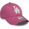 verstellbare-rosa-damen-cap-mit-gebogenem-schirm-9forty-league-essential-los-angeles-dodgers-mlb-von-new-era